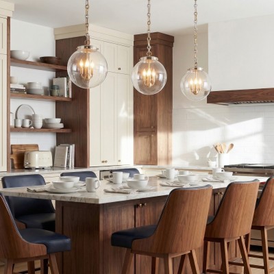 Oona Farmhouse Gold Glass Globe Pendant Light