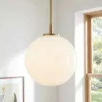 Tate Mid Century White Globe Glass Pendant Light