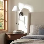 Wren Retro White Fabric Swan Neck Sconce