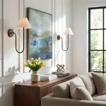 Wren Retro White Fabric Swan Neck Sconce