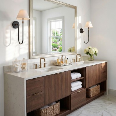 Wren Retro White Fabric Swan Neck Sconce