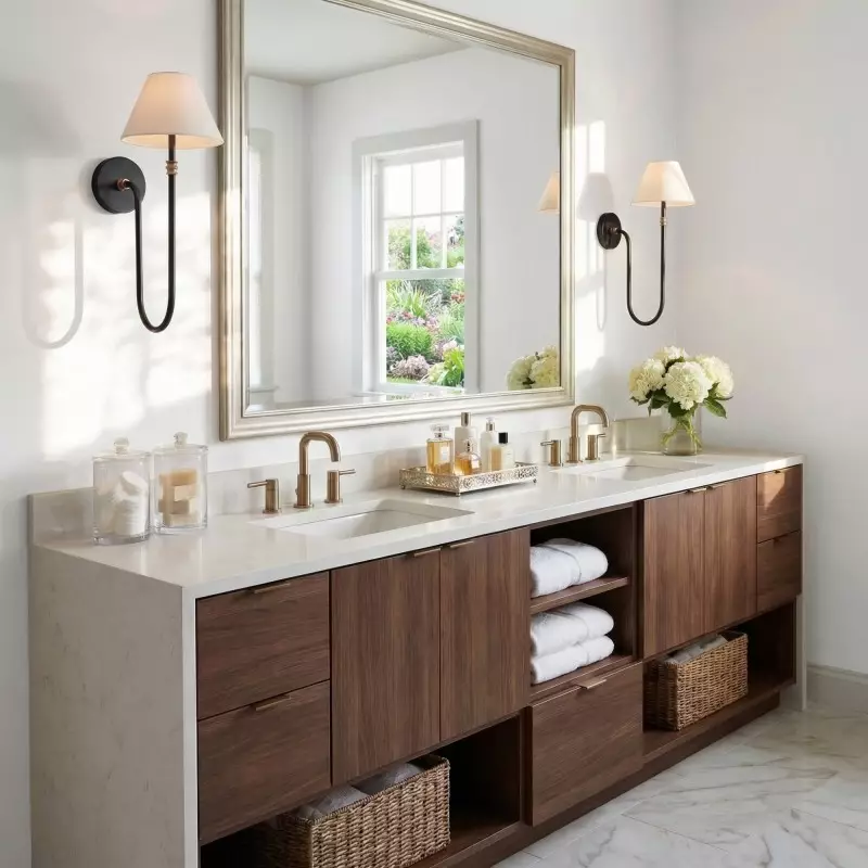 Wren Retro White Fabric Swan Neck Sconce