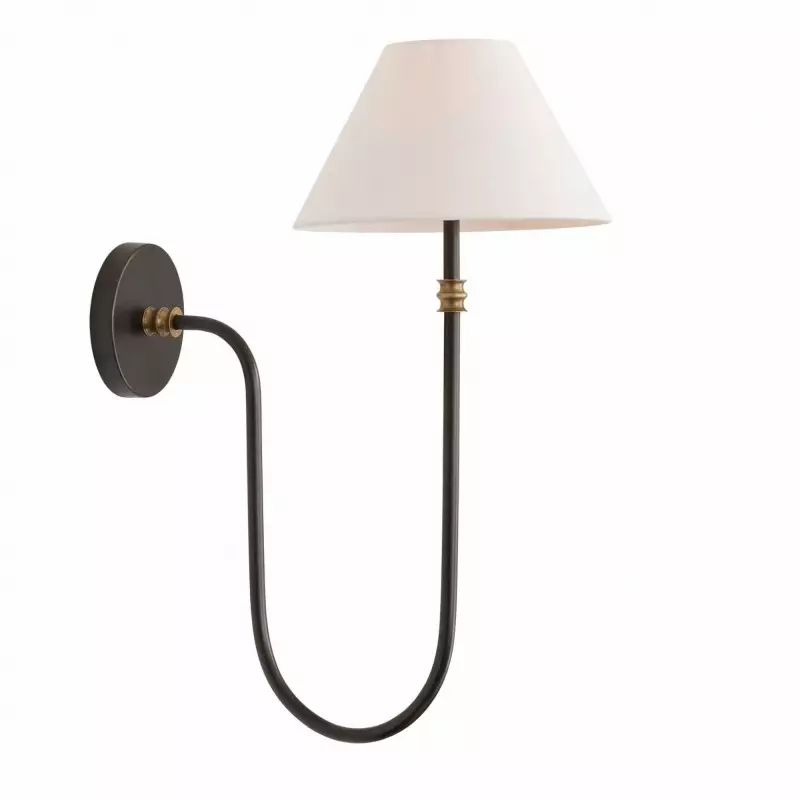 Wren Retro White Fabric Swan Neck Sconce