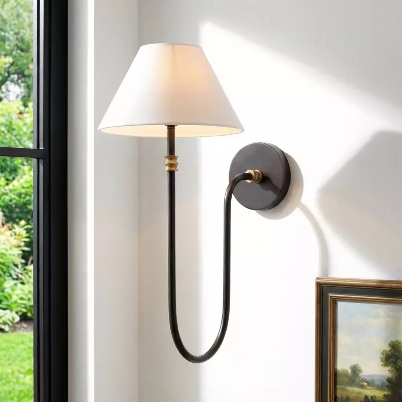 Wren Retro White Fabric Swan Neck Sconce