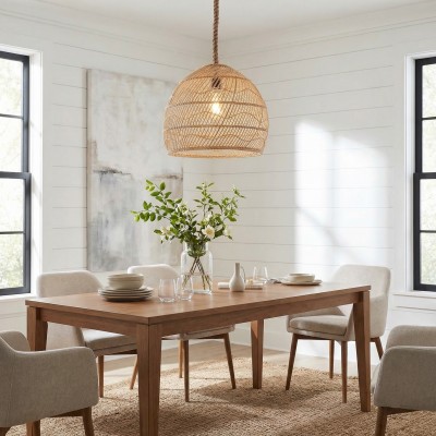 Laura Bohemian Style Bleached Rattan Pendant Light