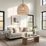 Laura Bohemian Style Bleached Rattan Pendant Light