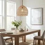 Laura Bohemian Style Bleached Rattan Pendant Light
