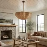 Daxter Bohemian Woven Rattan Scalloped Pendant Light