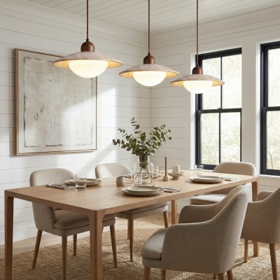 Barrett Wabi-Sabi Round Travertine Pendant Light
