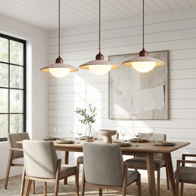 Barrett Wabi-Sabi Round Travertine Pendant Light