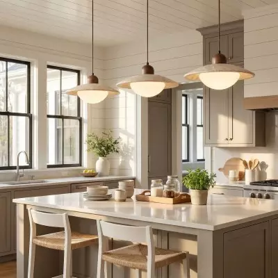 Barrett Wabi-Sabi Round Travertine Pendant Light