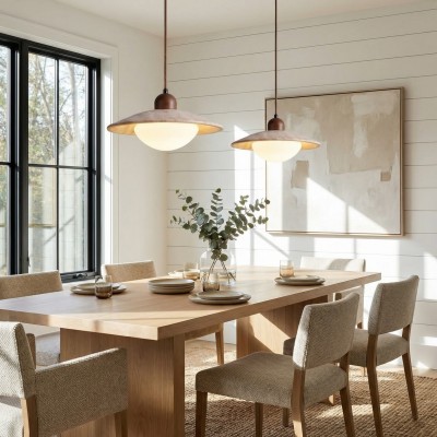 Barrett Wabi-Sabi Round Travertine Pendant Light