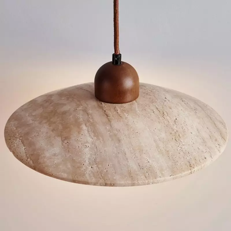 Barrett Wabi-Sabi Round Travertine Pendant Light