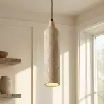 Barrett Wabi-Sabi Round Travertine Pendant Light