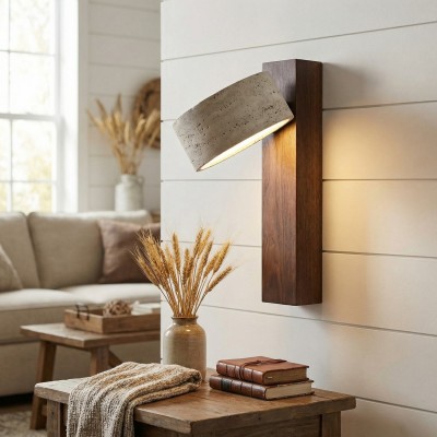 Bennett Wabi-Sabi Round Travertine Wall Light