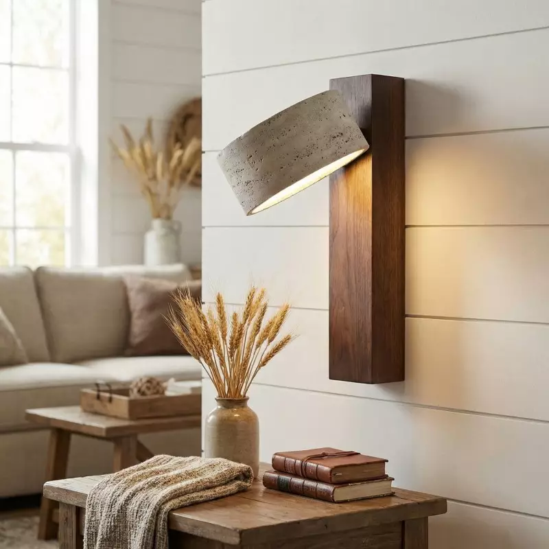 Bennett Wabi-Sabi Round Travertine Wall Light