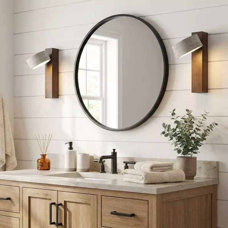 Bennett Wabi-Sabi Round Travertine Wall Light