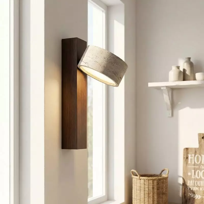 Bennett Wabi-Sabi Round Travertine Wall Light