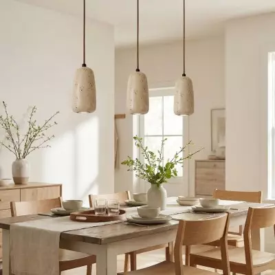 Bowen Wabi-Sabi Mini Travertine Pendant Light