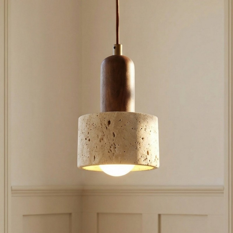 Bowen Wabi-Sabi Mini Travertine Pendant Light
