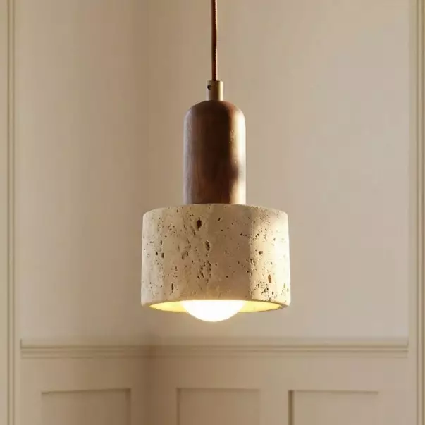 Bowen Wabi-Sabi Mini Travertine Pendant Light