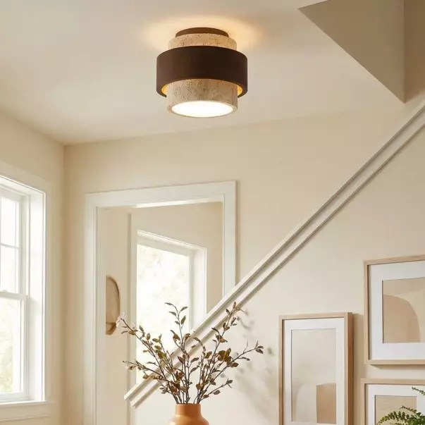 Caspar Minimalist Travertine Retro Ceiling Light