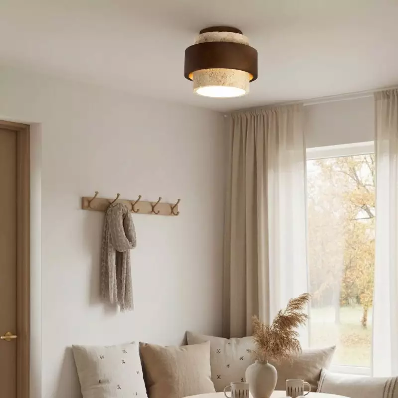 Caspar Minimalist Travertine Retro Ceiling Light