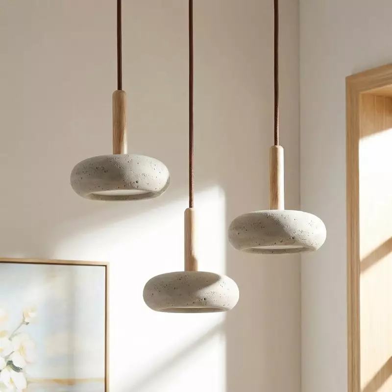 Carver Retro LED Travertine 3 Light Pendant Light