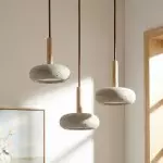 Carver Retro LED Travertine 3 Light Pendant Light