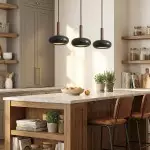 Carver Retro LED Travertine 3 Light Pendant Light
