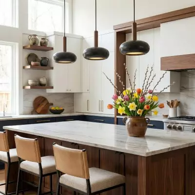 Carver Retro LED Travertine 3 Light Pendant Light