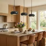 Carver Retro LED Travertine 3 Light Pendant Light