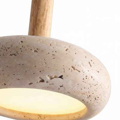 Carver Retro LED Travertine 3 Light Pendant Light