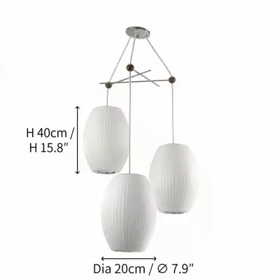 Noah White Triple Pear Bubble Silk Pendant Light