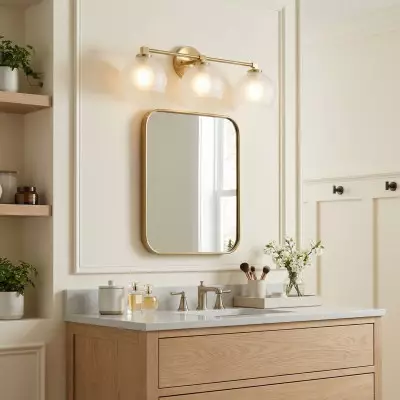 Conrad Vintage 3 Heads Bellflower Glass Wall Sconce