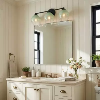 Conrad Vintage 3 Heads Bellflower Glass Wall Sconce