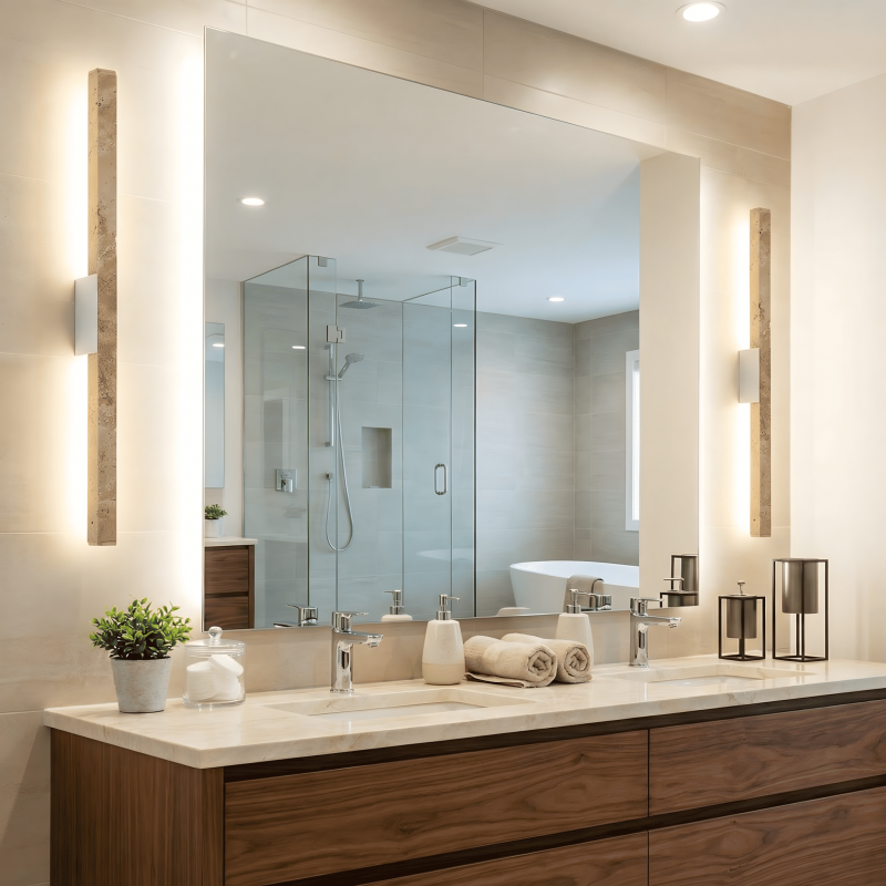 Jarvis Minimalist Travertine Linear LED Wall Lamp