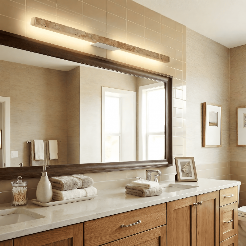 Jarvis Minimalist Travertine Linear LED Wall Lamp