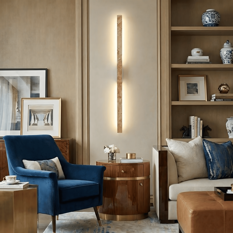 Jarvis Minimalist Travertine Linear LED Wall Lamp