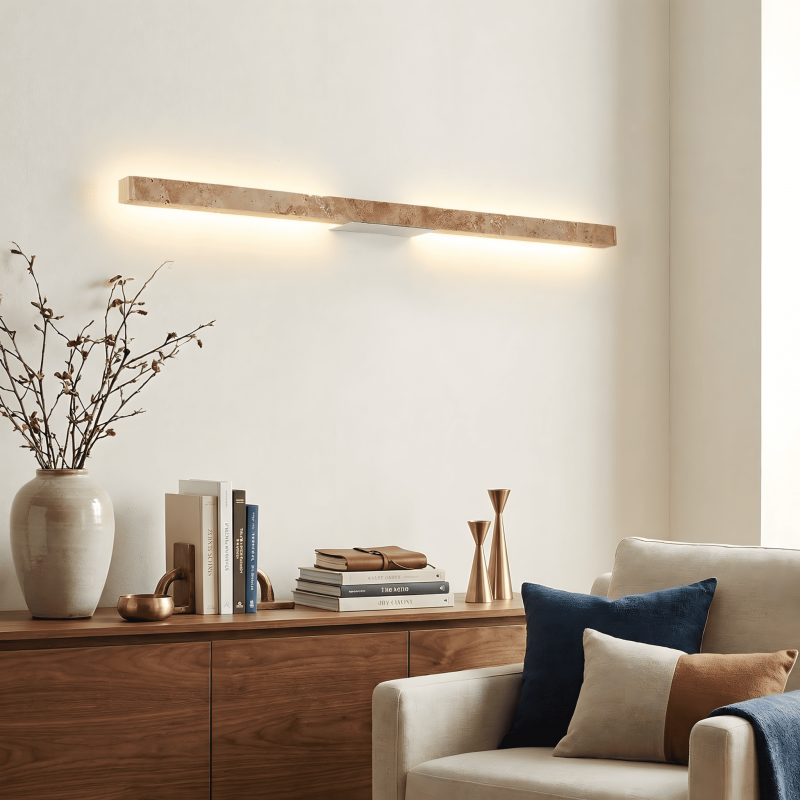 Jarvis Minimalist Travertine Linear LED Wall Lamp