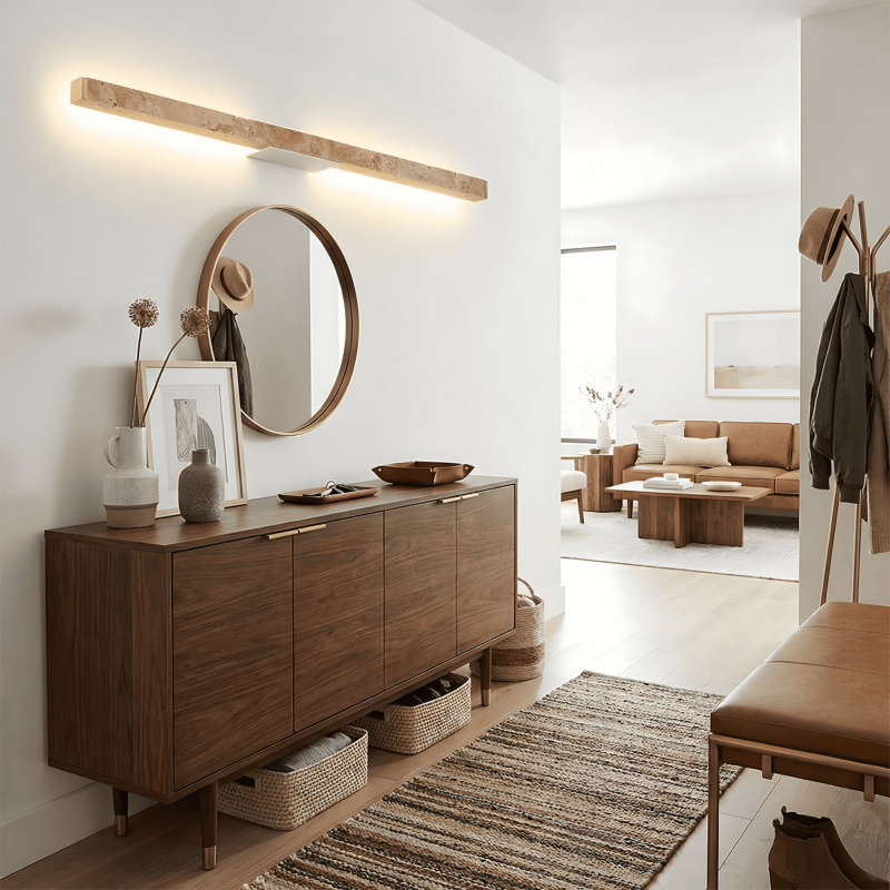 Jarvis Minimalist Travertine Linear LED Wall Lamp