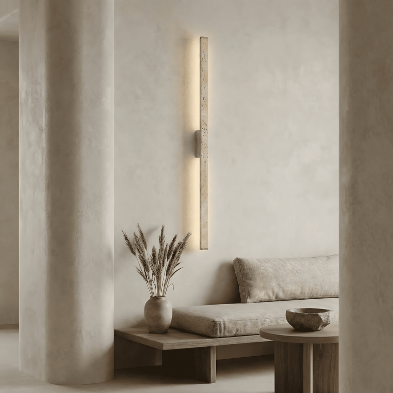 Jarvis Minimalist Travertine Linear LED Wall Lamp