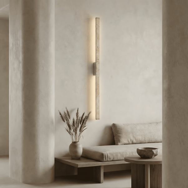 Jarvis Minimalist Travertine Linear LED Wall Lamp