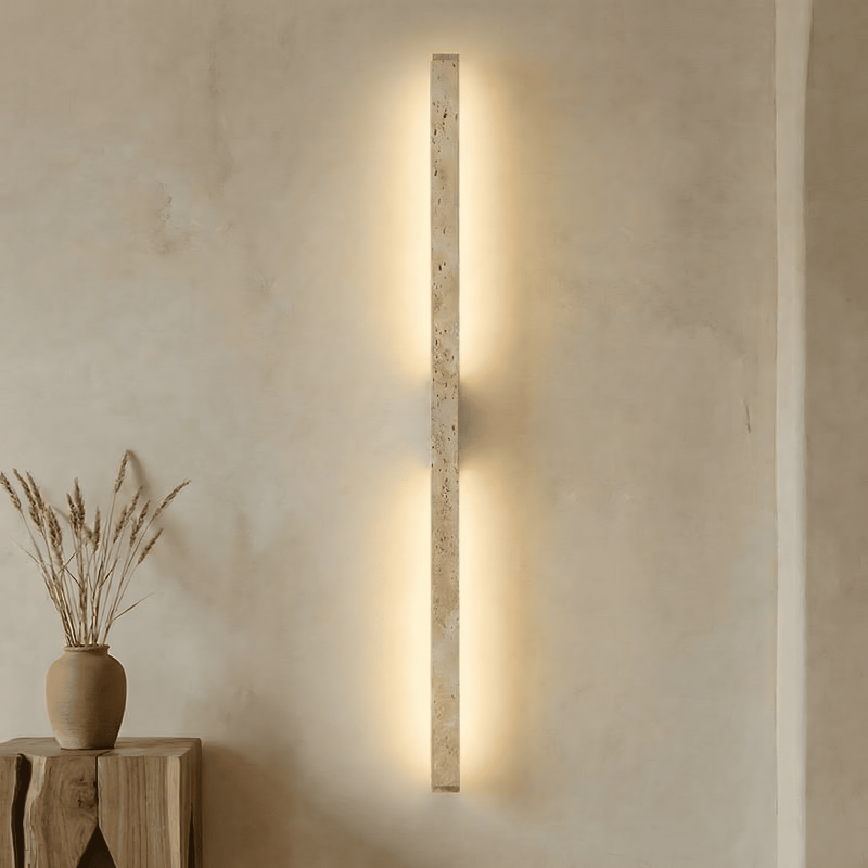 Jarvis Minimalist Travertine Linear LED Wall Lamp