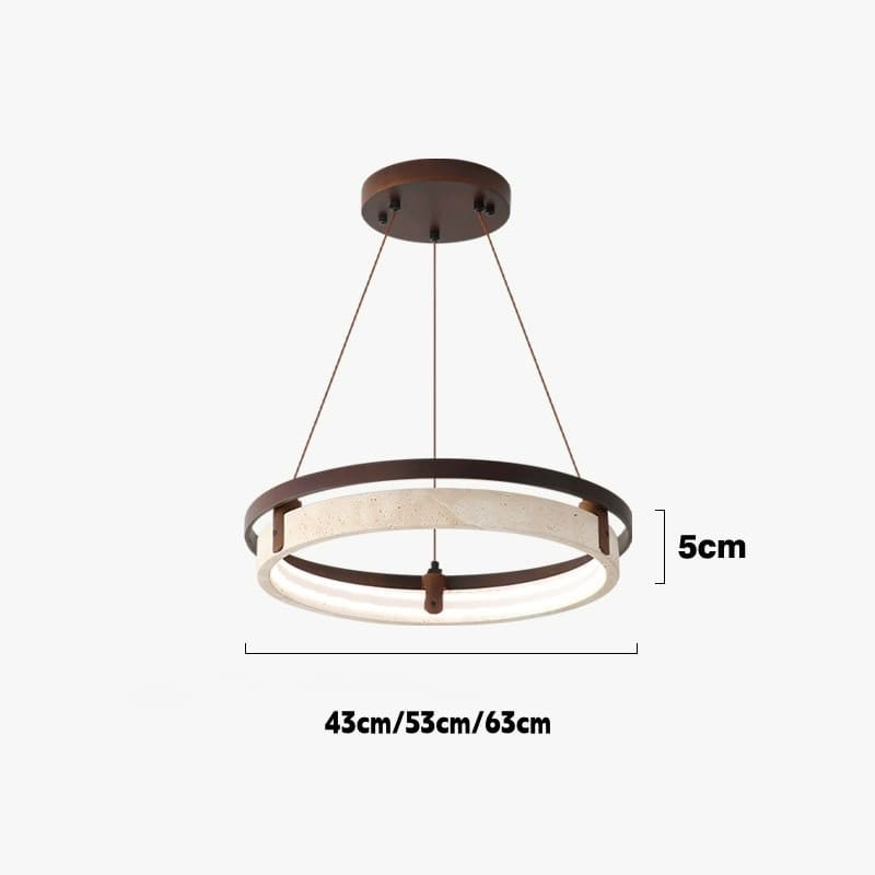 Hendricks Wabi-Sabi Travertine Circular LED Pendant Light