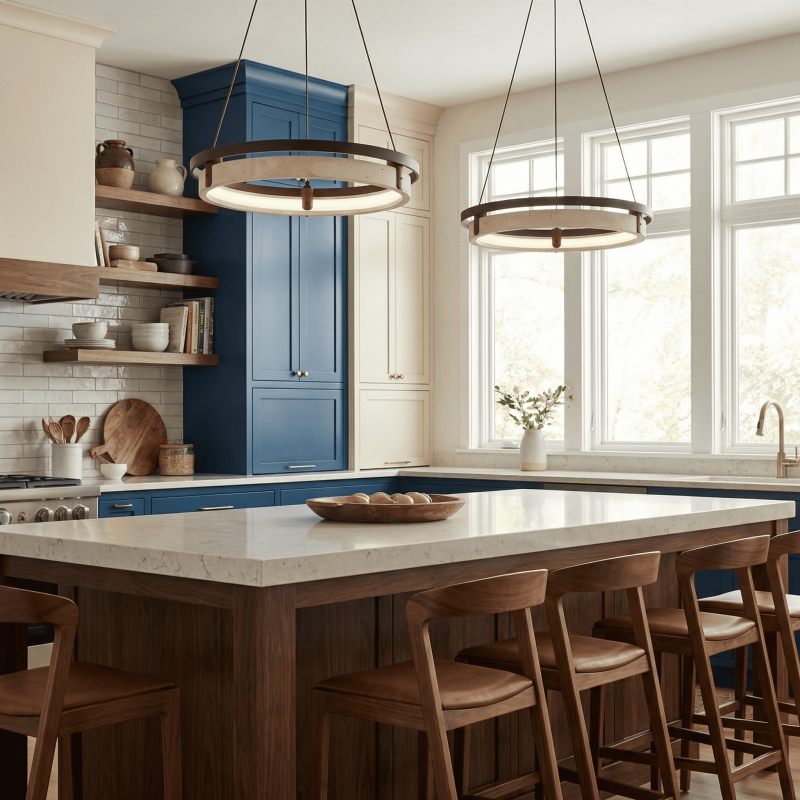 Hendricks Wabi-Sabi Travertine Circular LED Pendant Light