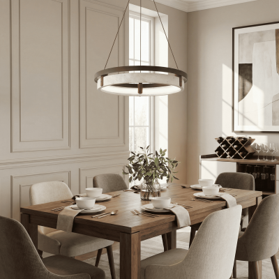 Hendricks Wabi-Sabi Travertine Circular LED Pendant Light