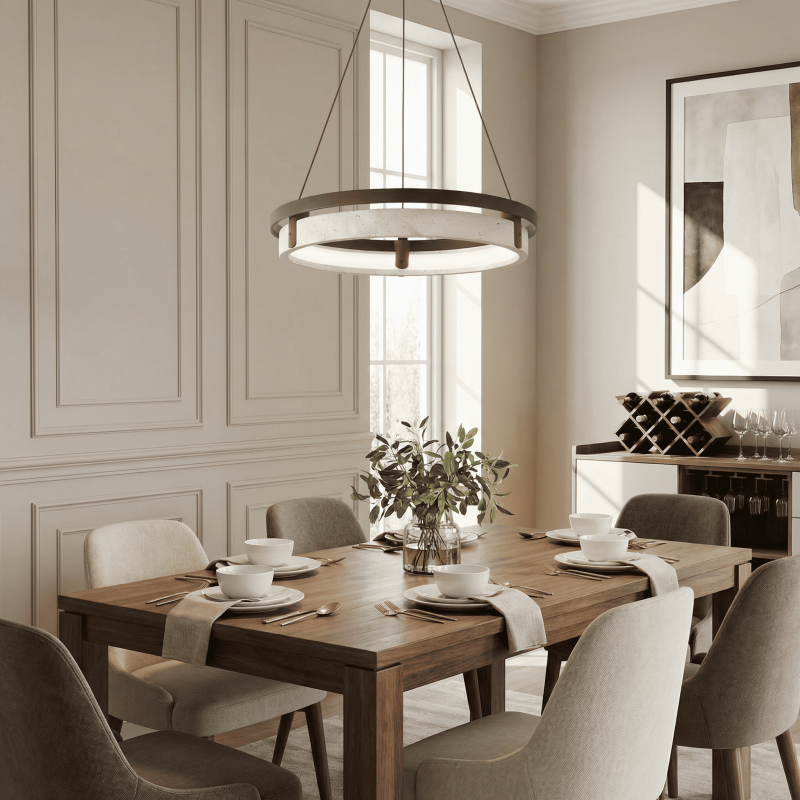 Hendricks Wabi-Sabi Travertine Circular LED Pendant Light