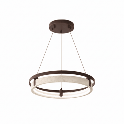 Hendricks Wabi-Sabi Travertine Circular LED Pendant Light