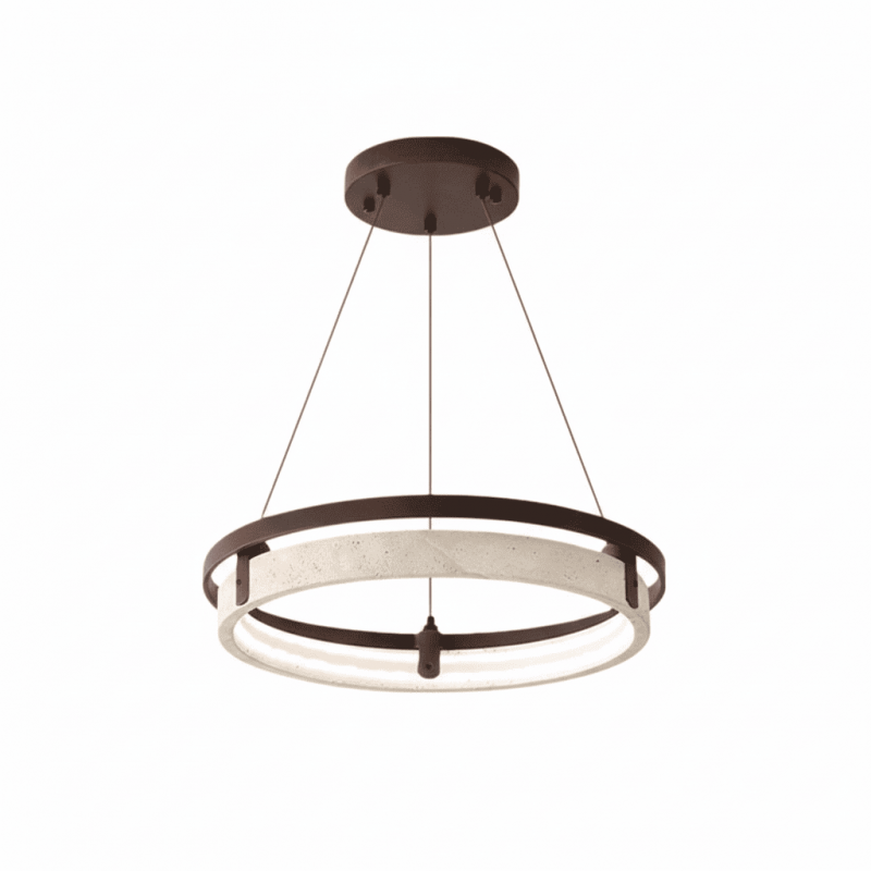 Hendricks Wabi-Sabi Travertine Circular LED Pendant Light
